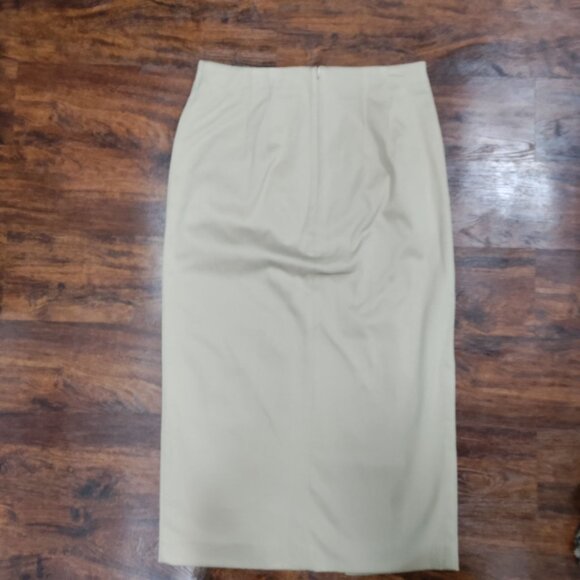 Ann Taylor Prairie Equestrian Modesty Button-Front Wrap Pencil Skirt, Tan Size 6 - Picture 3 of 13